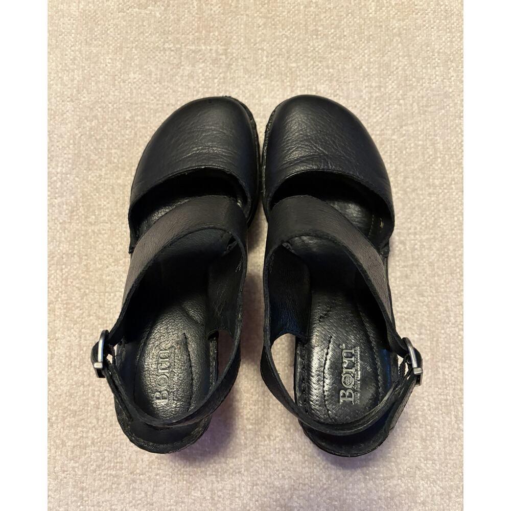 Born Black Leather Slingback Clogs Comfort Shoes Women’s Size 7 Closed Toe - Picture 4 of 10
